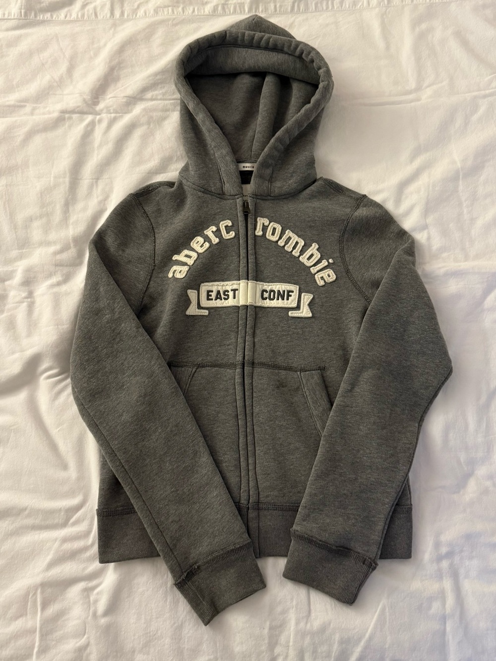 Y2K Kids Abercrombie Gray Full Zip Hoodie East Conf Varsity XL